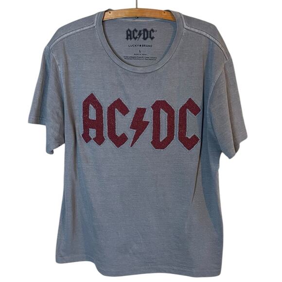 Lucky Brand Women's Size Large ACDC Beaded Boyfriend Tee - Picture 2 of 6